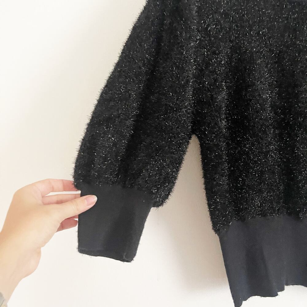 ANTHROPOLOGIE Maeve Pamela Tinsel Shimmer Sweater Black Small S - Picture 6 of 9